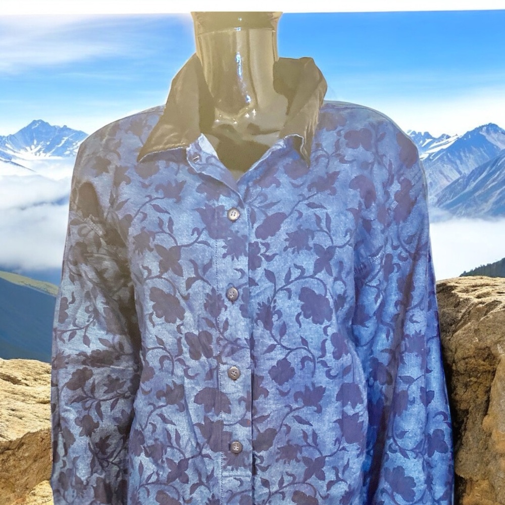 Floral Denim Button-Up Shirt